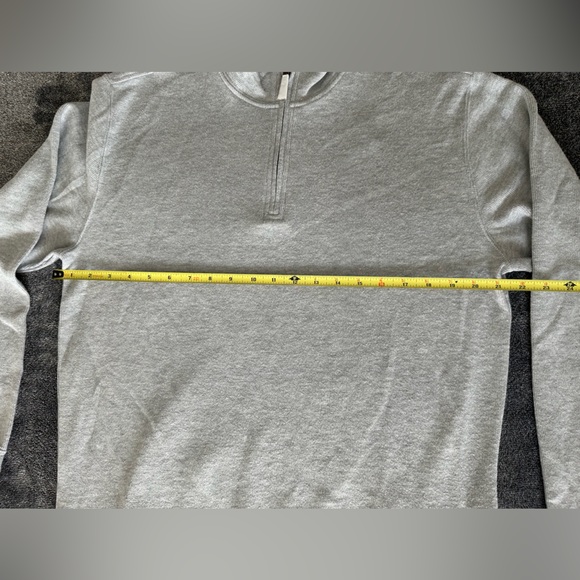 Lands' End Men's Bedford Ribbed Quarter Zip Sweater, Grey Heathered, Medium - Picture 7 of 7